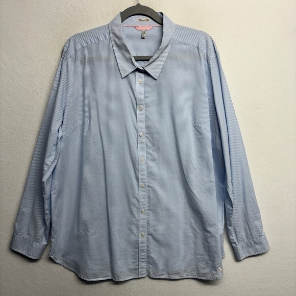 Joules Classic Fit Button Down Shirt Blue White Stripe 14 Cotton Collared - Picture 1 of 7